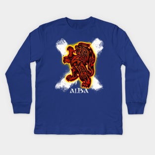 Scottish Lion and Saltire Kids Long Sleeve T-Shirt